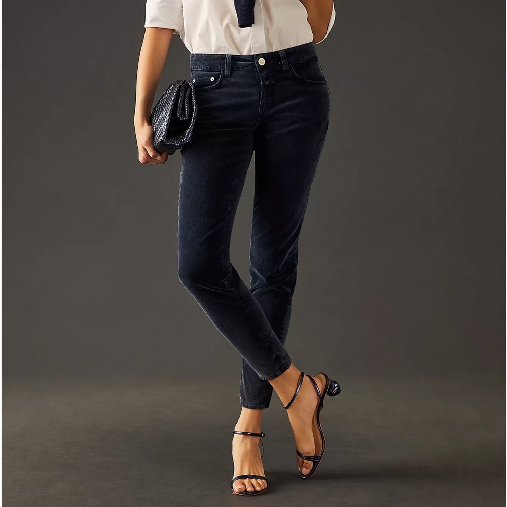 Closed x Anthropologie Baker Mid-Rise Slim Velvet Pants Size 24 Minimalist‎